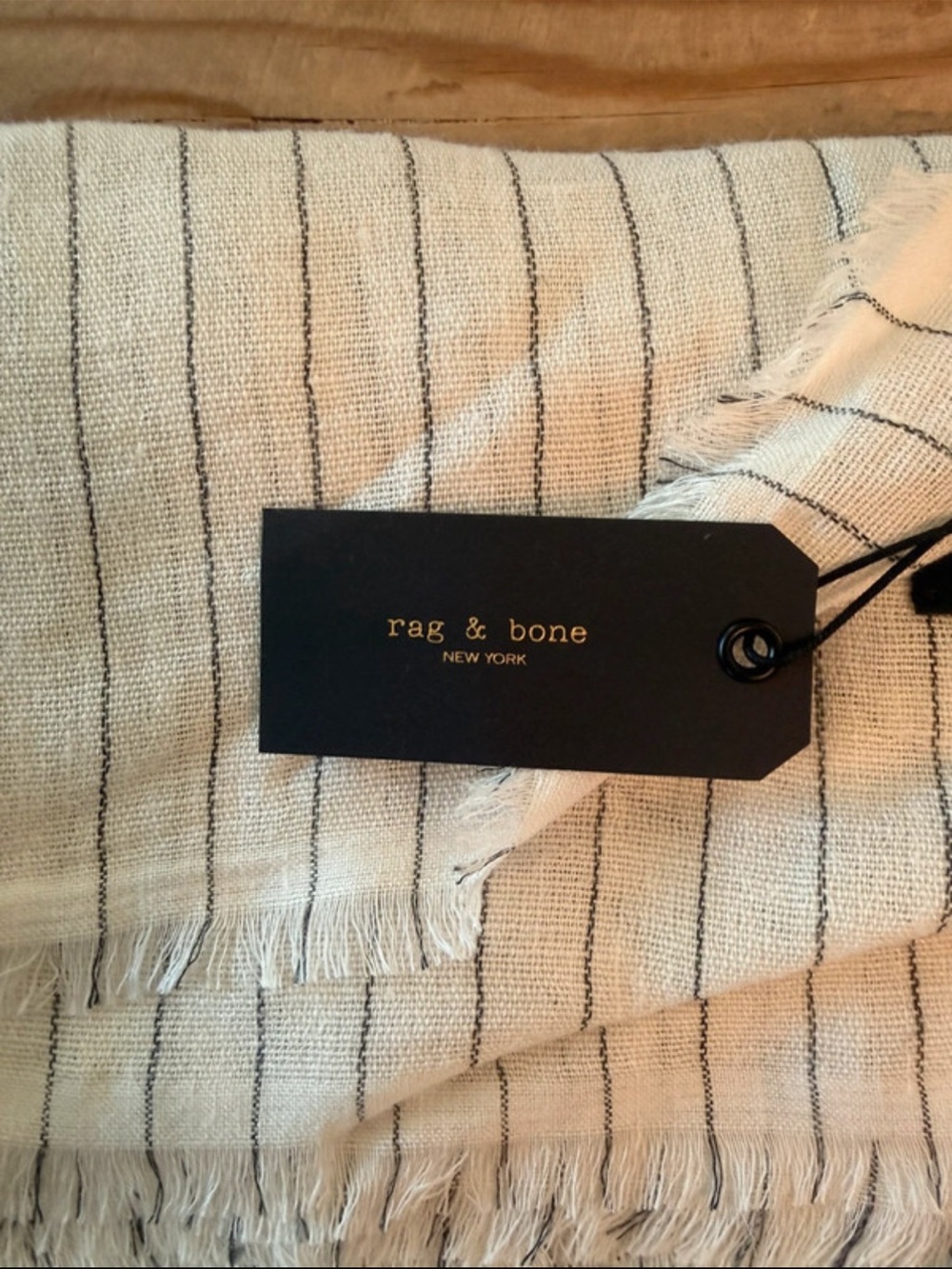 rag & bone Cream Scarf with Black Pinstripes